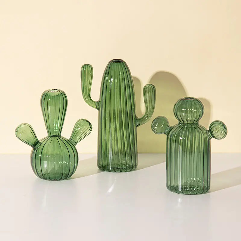 Modern Transparent Cactus Glass Vase for Room Decoration - WanderMart Co.