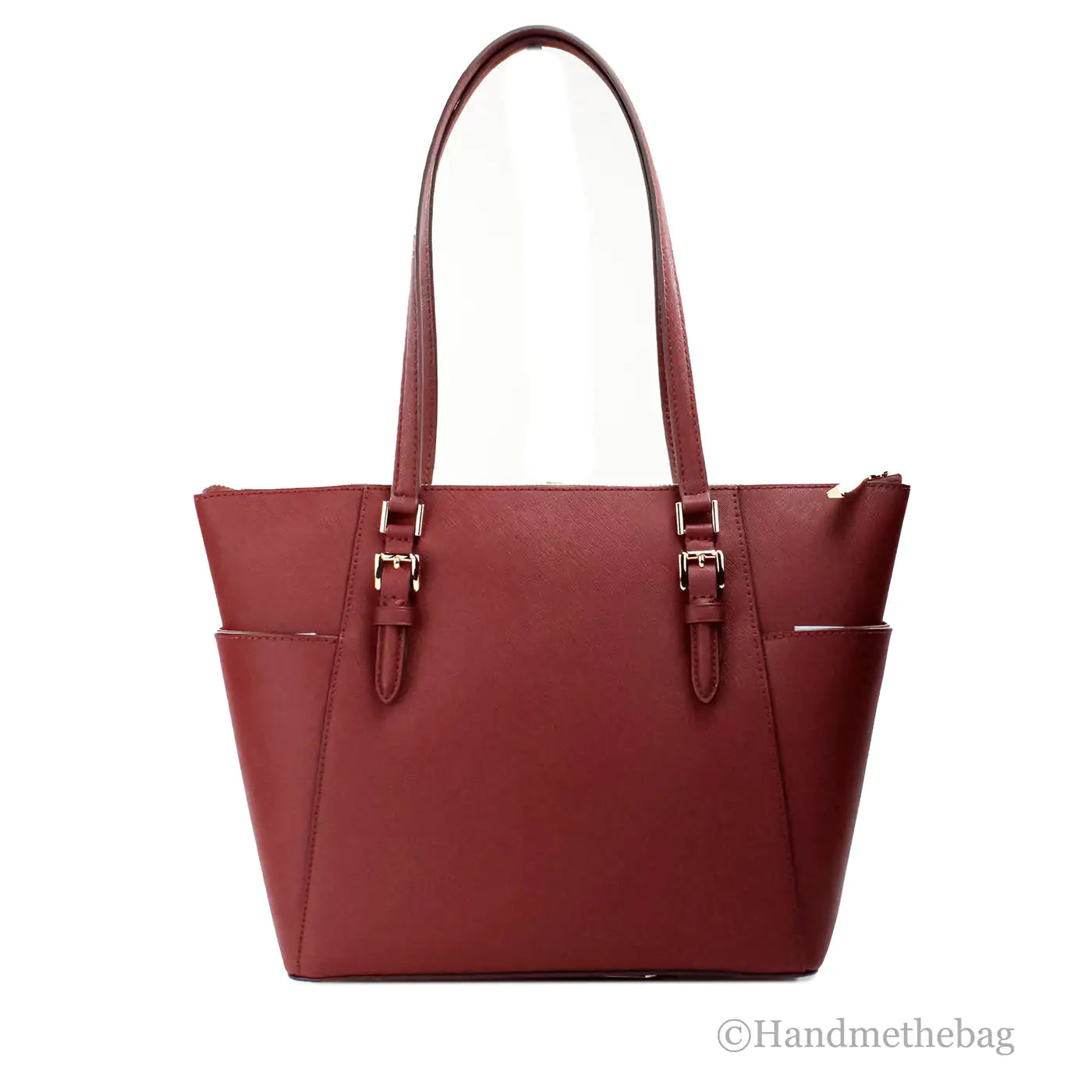 Michael Kors Charlotte Dark Cherry Large Top Zip Tote - WanderMart Co.