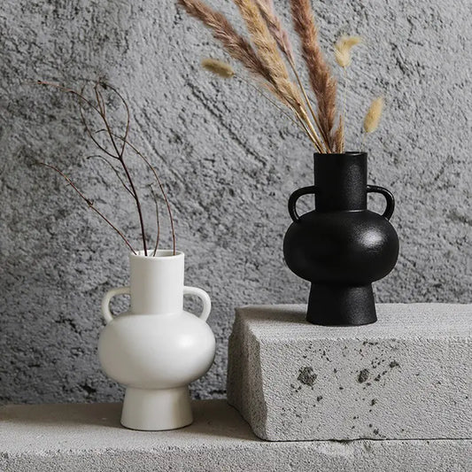 White Black Ceramic Vases - WanderMart Co.