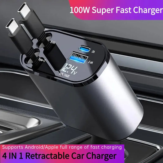 4 IN 1 Retractable Car Charger - WanderMart Co.