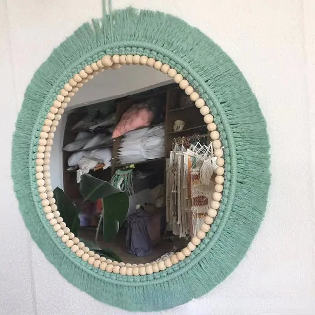 Nordic Hand-Woven Decorative Hanging Mirror - WanderMart Co.