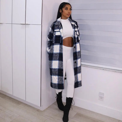 Elegant Checkered Coat - WanderMart Co.