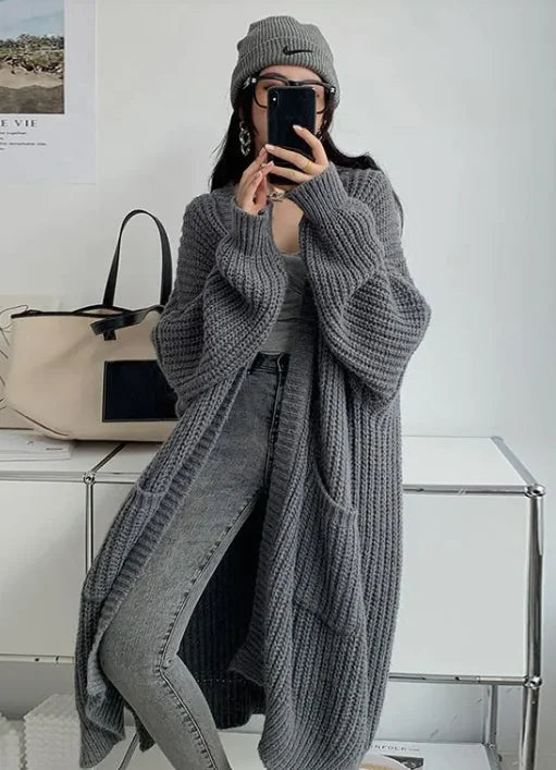 Chic Length Over knee Sweater Coat - WanderMart Co.