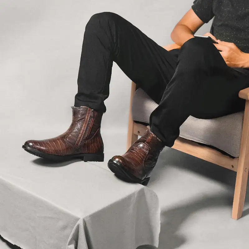 The Wotna - Alligator Leather Winter Ankle Boots - WanderMart Co.