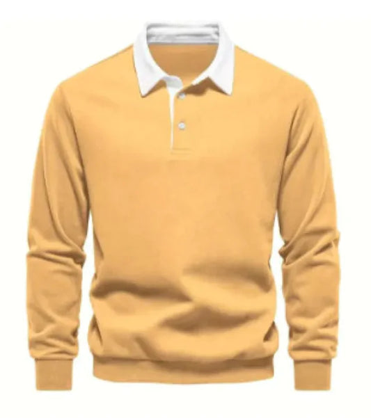 Men's Fashion Casual Versatile Long Sleeves Polo Collar Sweater - WanderMart Co.