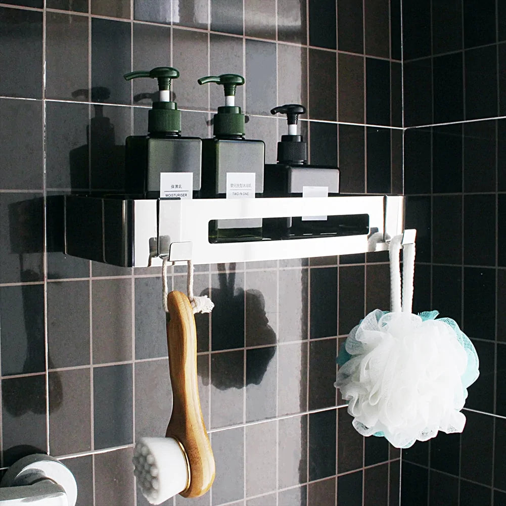 Stainless Steel Punch-Free Bathroom Shelf: Organize with Ease - WanderMart Co.