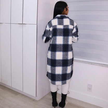 Elegant Checkered Coat - WanderMart Co.