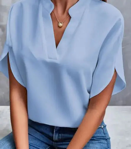 Women's Chiffon V-neck Shirt - WanderMart Co.