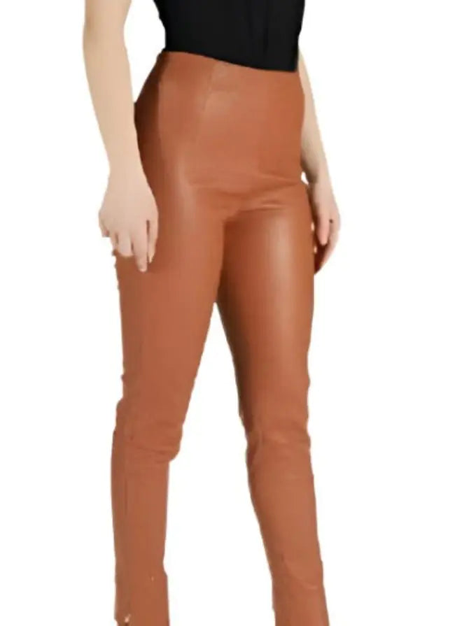 Rust Faux Leather Skinny Trousers - WanderMart Co.