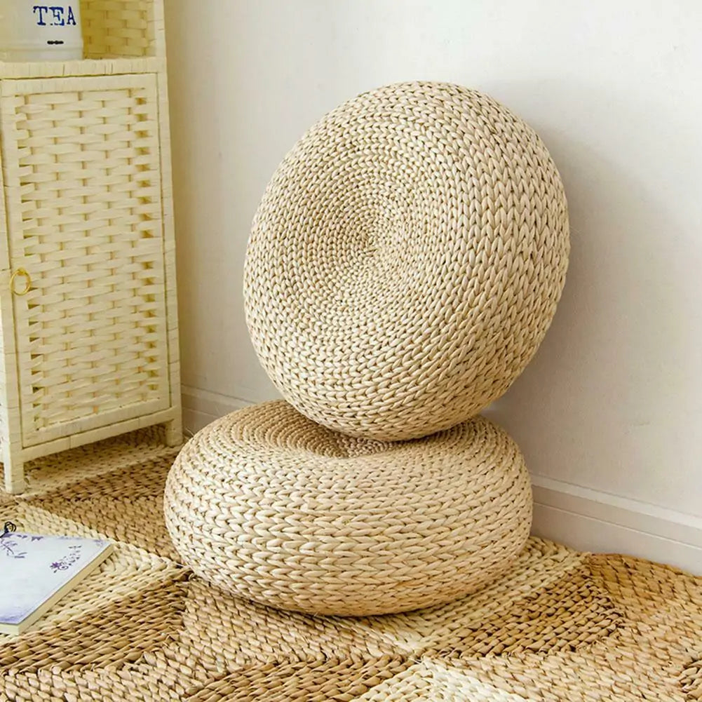 Round Straw Tatami Meditation Cushion - WanderMart Co.