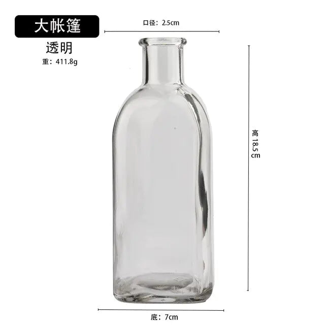 Colorful Glass Vase Transparent Simple Glass Bottle - WanderMart Co.