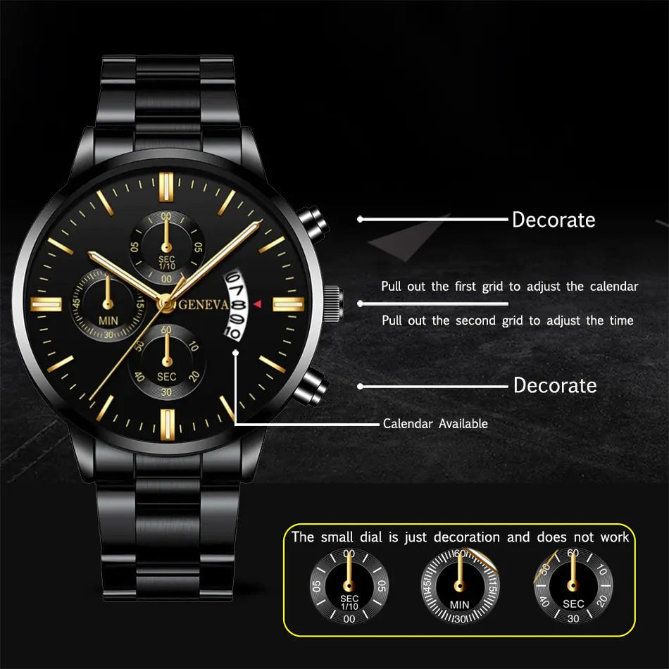 Fashion Men Stainless Steel Watch - WanderMart Co.