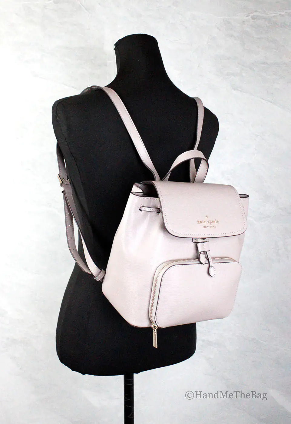 Kate Spade Darcy Medium Warm Taupe Leather Flap Backpack - WanderMart Co.