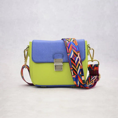 Tiny Leather Handbag -Blue/Lime (Option 1) - WanderMart Co.