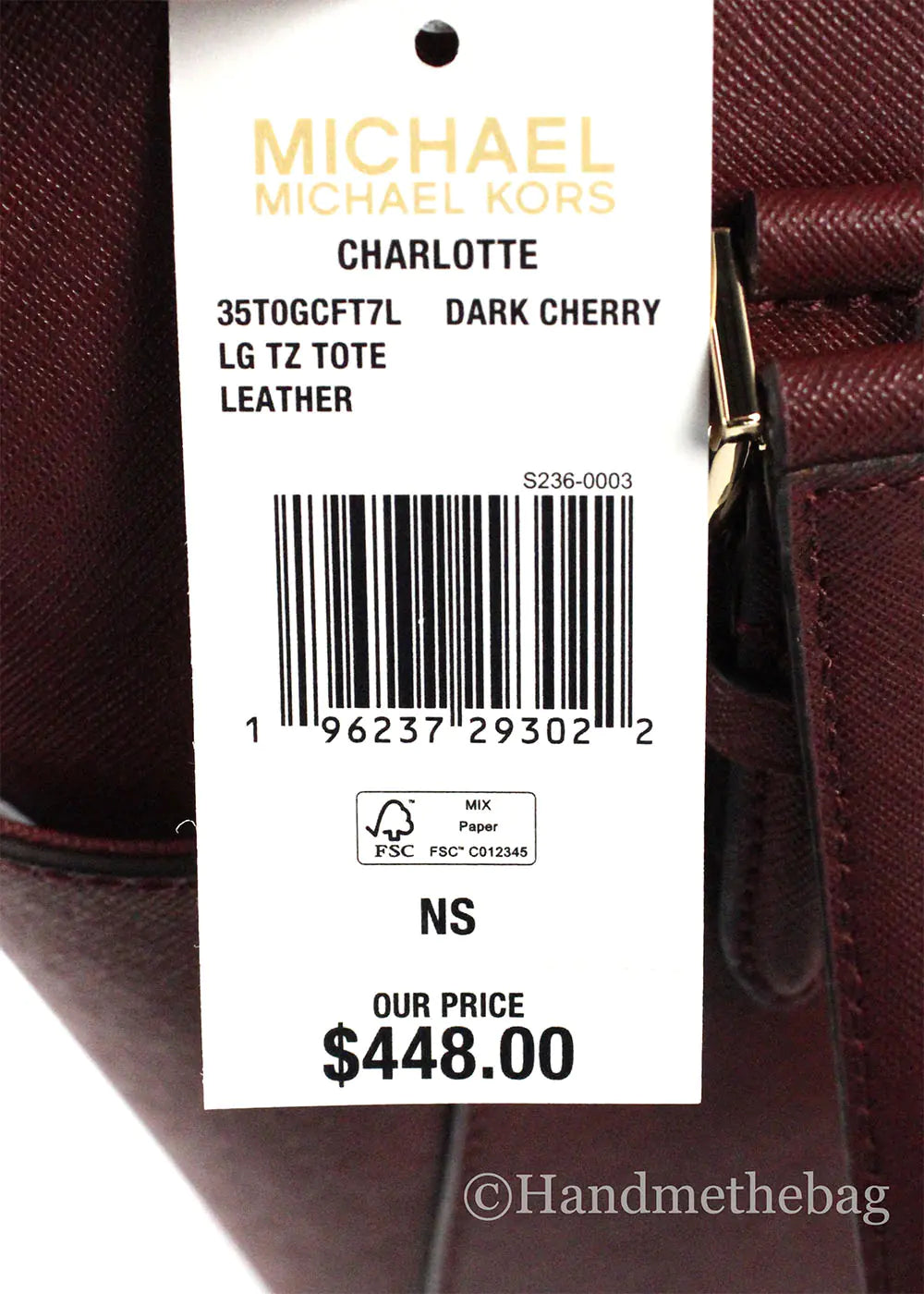 Michael Kors Charlotte Dark Cherry Large Top Zip Tote - WanderMart Co.