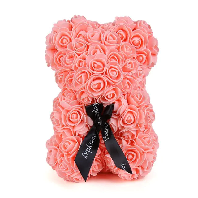 25cm Rose Teddy Bear From Flowers Bear With Flowers Red Rose Bear - WanderMart Co.