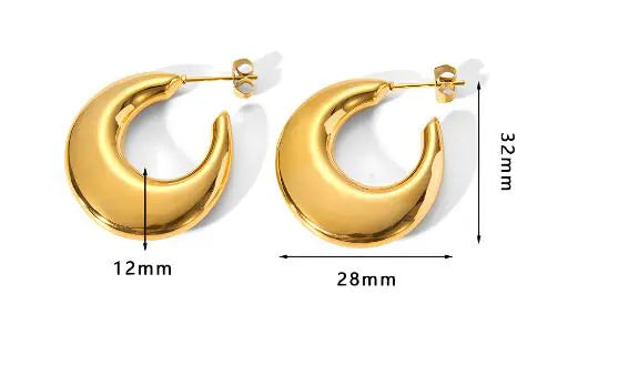 Gold-Plated Moon Crescent Earrings - WanderMart Co.