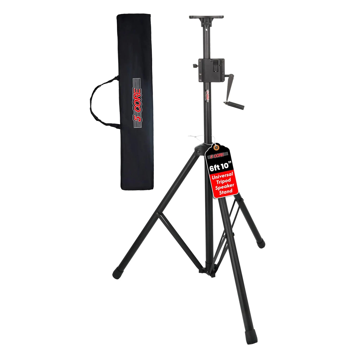 5 Core Speaker Stand Tripod Tall Crank Up Height Adjustable Heavy Duty Floor Stands 35mm PA Pole Mount - WanderMart Co.