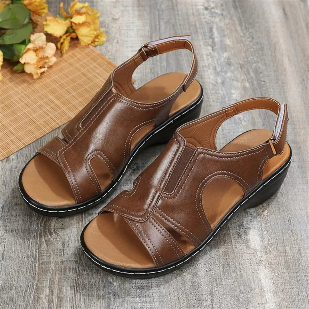 Orthopedic Leather Wedge Sandals - WanderMart Co.