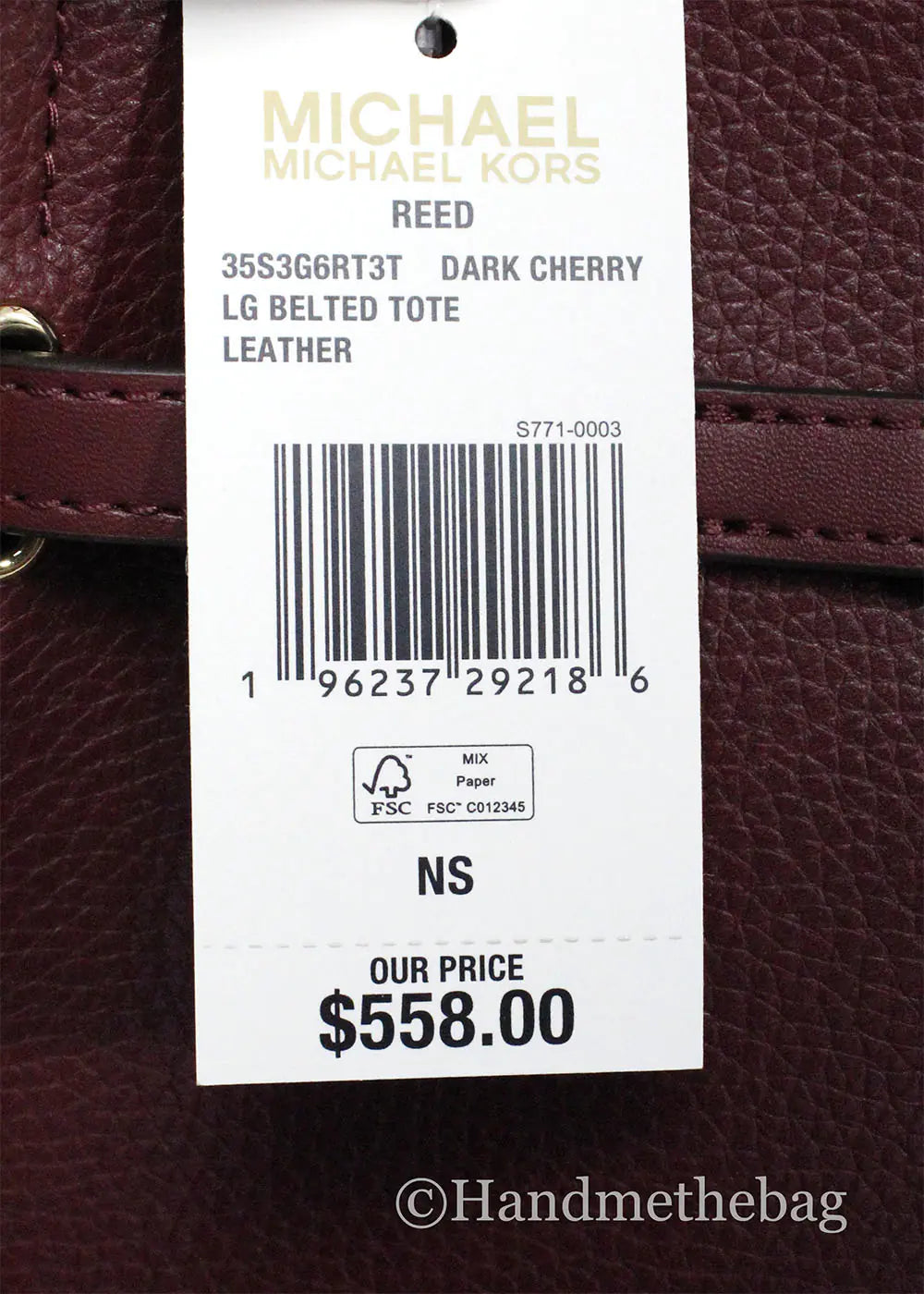 Michael Kors Reed Large Dark Cherry Leather Belted Tote - WanderMart Co.