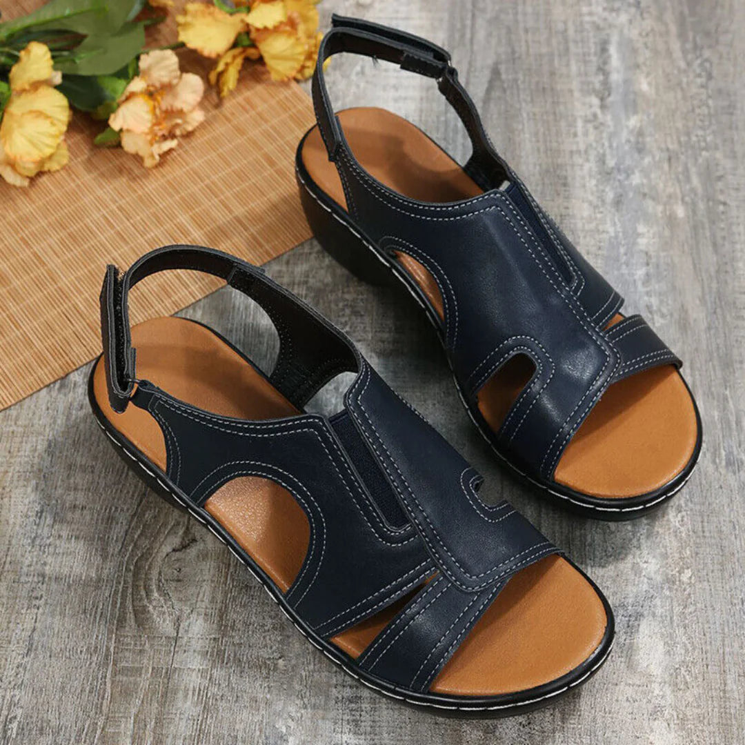 Orthopedic Leather Wedge Sandals - WanderMart Co.