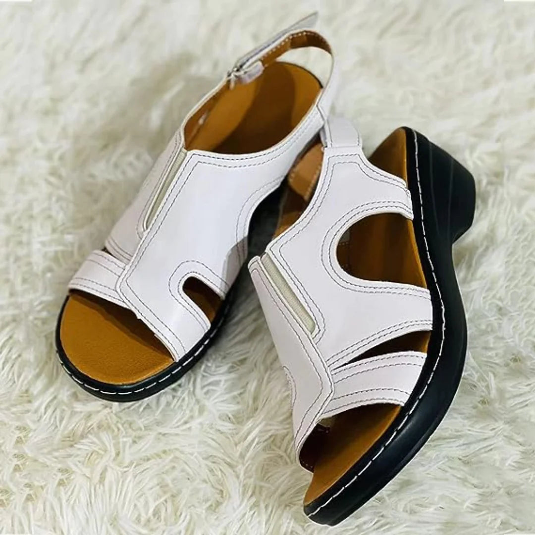 Orthopedic Leather Wedge Sandals - WanderMart Co.