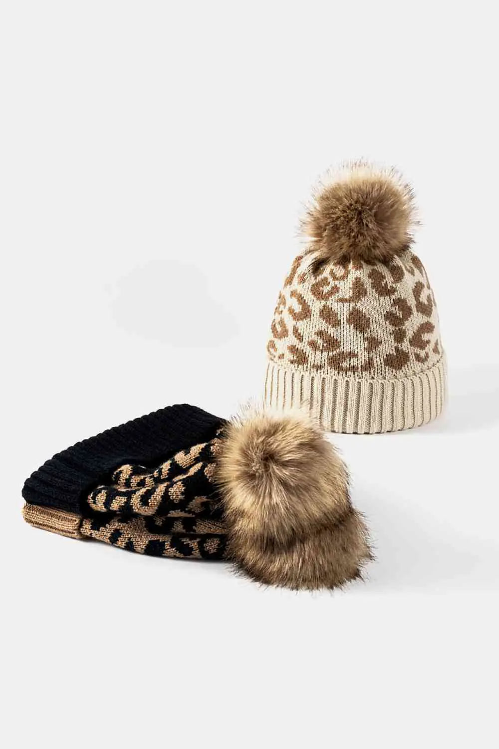 Leopard Pom-Pom Cuffed Beanie - WanderMart Co.