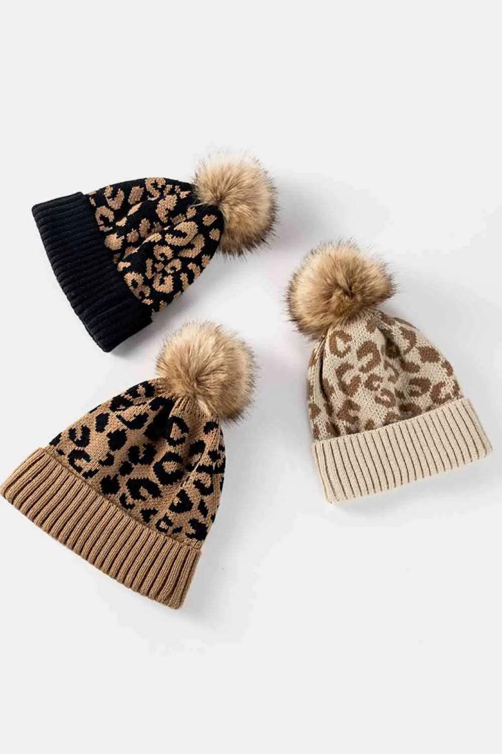 Leopard Pom-Pom Cuffed Beanie - WanderMart Co.