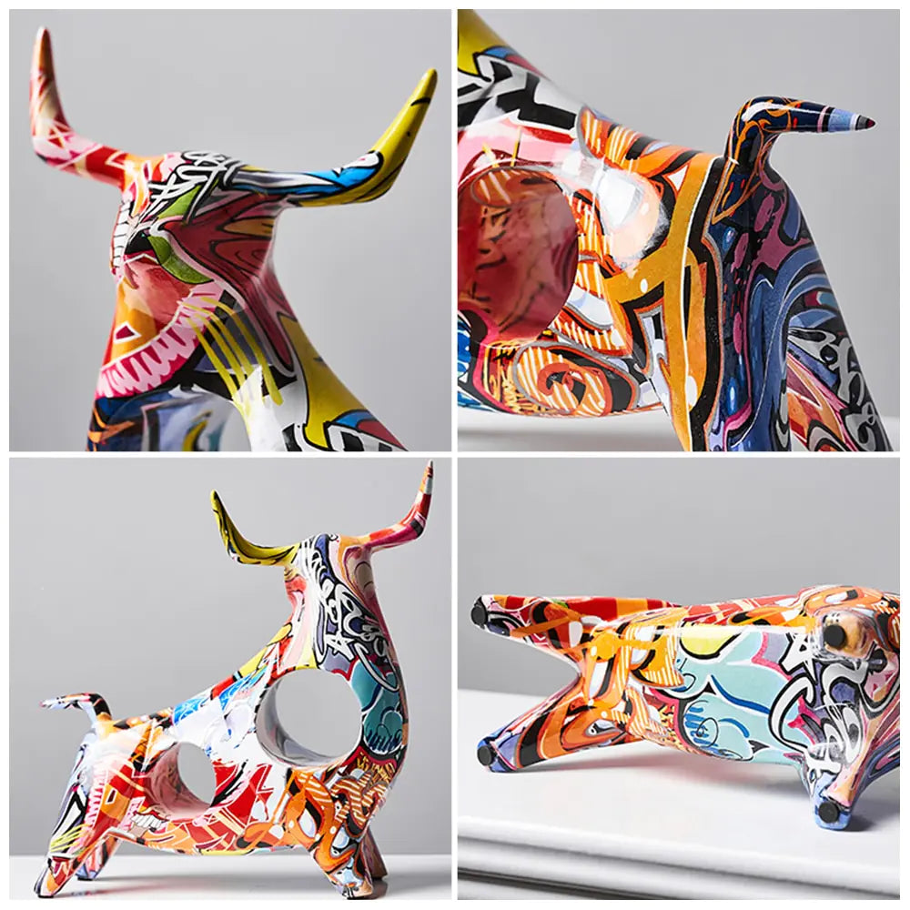 Modern Art Graffiti Cow Figurines - WanderMart Co.