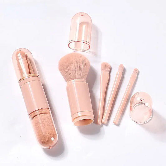 4-in-1 Retractable Mini Makeup Brush Set: Eye and Skin Tone Brushes - WanderMart Co.