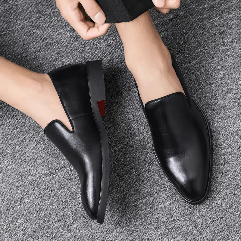 The Rossi - Red Bottom Classic Leather Loafers - WanderMart Co.