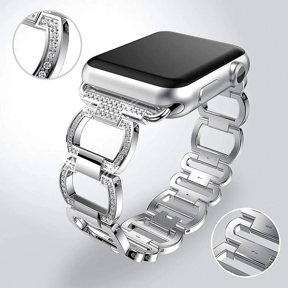 Luxury Metal Diamond Bracelet for Apple Watch - WanderMart Co.