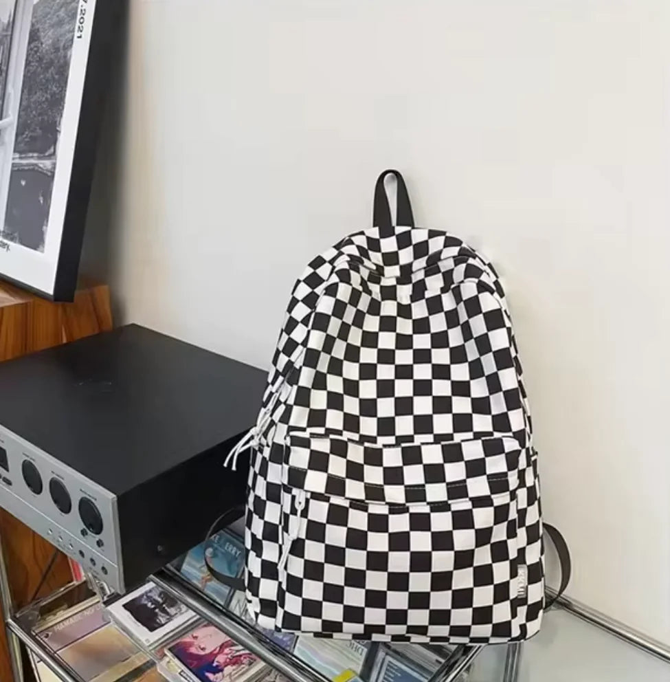 Checkered Colour School Backpack for Boys and Girls - Stylish Japanese Junior High School Bag - WanderMart Co.