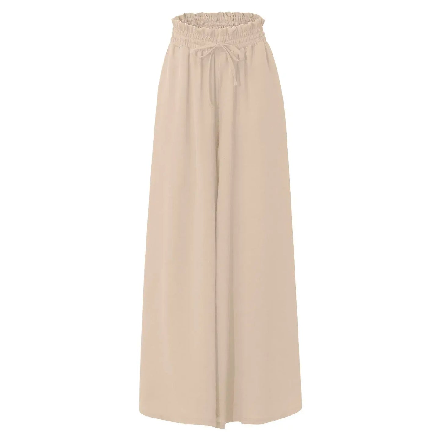 Women's Pants Solid Color Elastic High Waist Wide Leg Trousers - WanderMart Co.