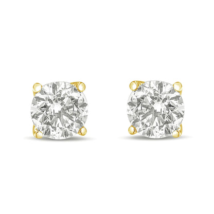 14K Gold 1/2 Cttw Round Brilliant Cut Lab Grown Diamond 4-Prong Classic Solitaire Stud Earrings - WanderMart Co.