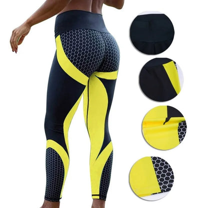 Women Honeycomb Printed Yoga Pants - WanderMart Co.