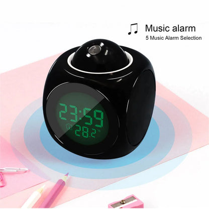 LED Projection Alarm Clock Digital LCD Display Voice Talking Weather Snooze USB - WanderMart Co.