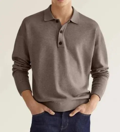 Long Sleeve Button Polo Shirt - WanderMart Co.