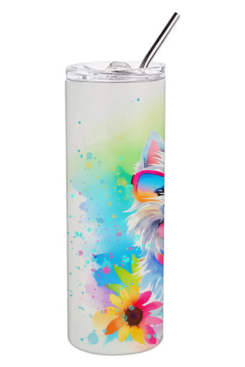 Westie Hippie Dawg Stainless Steel Skinny Tumbler - WanderMart Co.