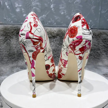 Veowalk Flowers Stiletto Pumps - WanderMart Co.