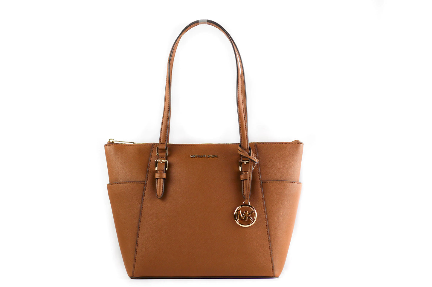 Michael Kors Charlotte Luggage Leather Large Top Zip Tote - WanderMart Co.