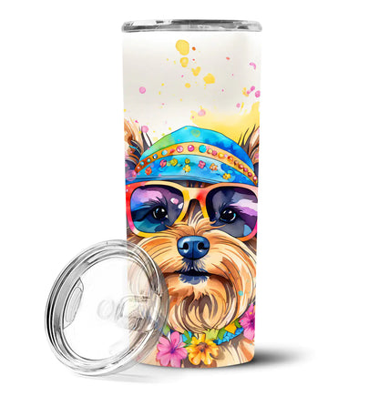 Yorkshire Terrier Hippie Dawg Stainless Steel Skinny Tumbler - WanderMart Co.