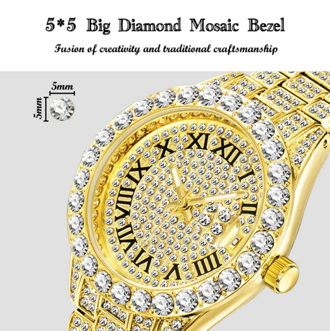 Luminous Women's Quartz Watch with Diamond Inlaid Waterproof Design and Calendar - WanderMart Co.