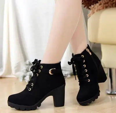 Autumn Winter Thick Heeled Boots - WanderMart Co.