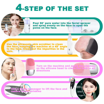 4+3 Kit Ultrasonic Skin Scrubber - WanderMart Co.