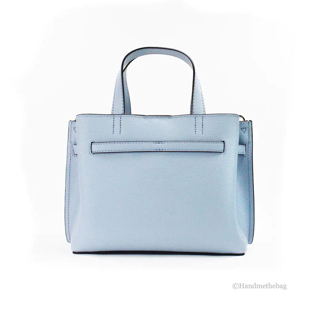 Michael Kors Emilia Small Pale Blue Leather Satchel Bag - WanderMart Co.