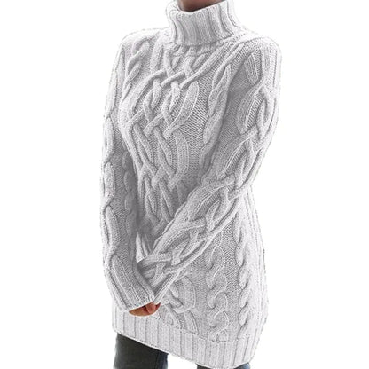 Turtleneck Twist Knitted Sweater Dress - WanderMart Co.