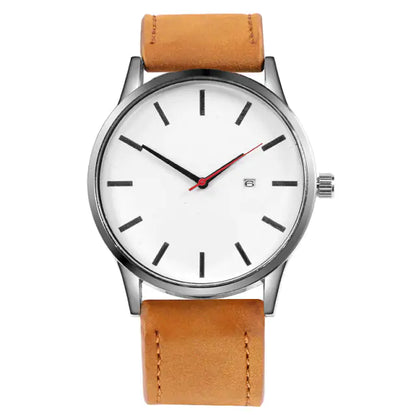 Leather Quartz Watch - WanderMart Co.