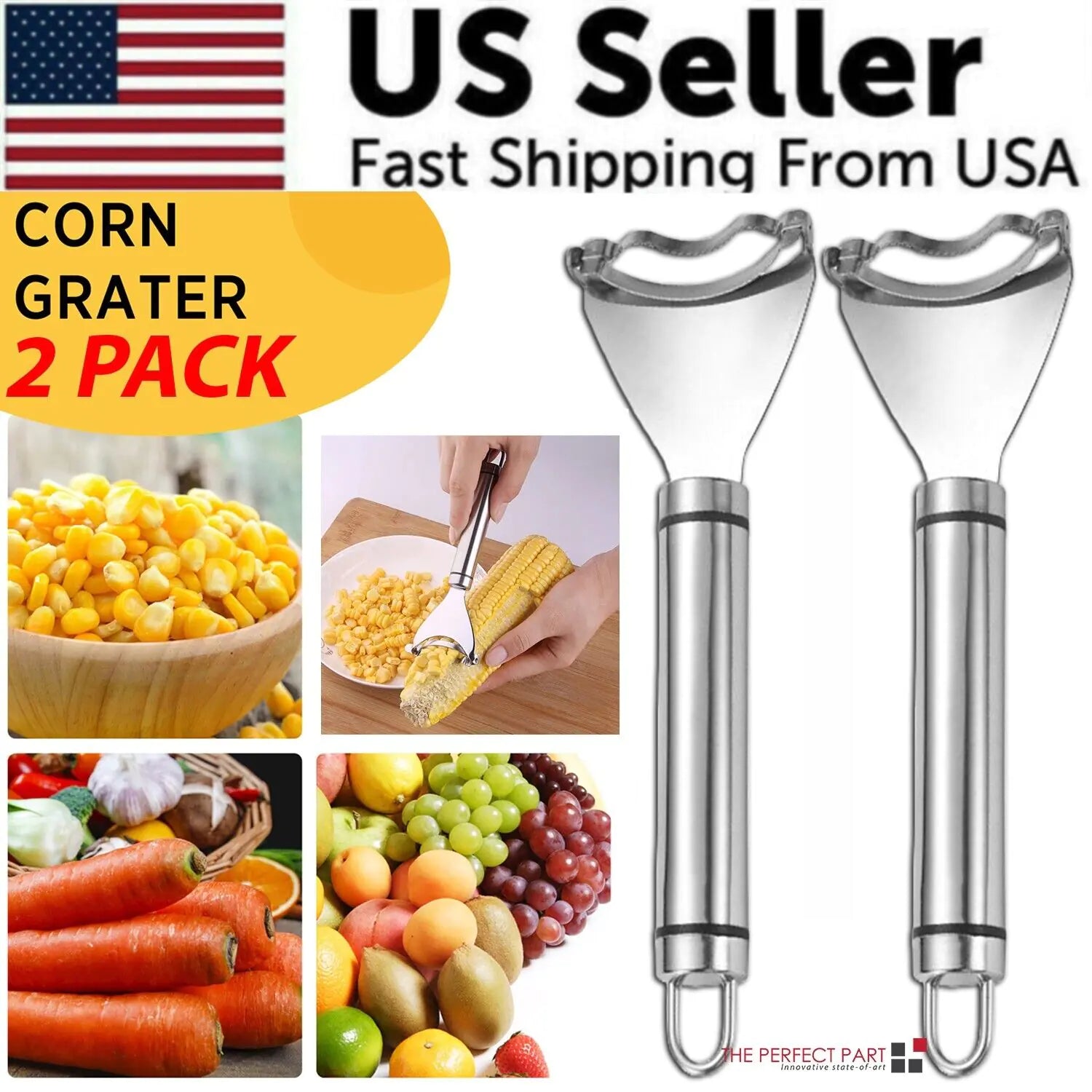 2x Corn Cob Peeler Stainless Steel Thresher Stripper Remover Kitchen Cutter Tool - WanderMart Co.