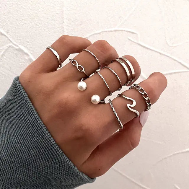 Fashion Boho Crystal Joint Ring Set - WanderMart Co.